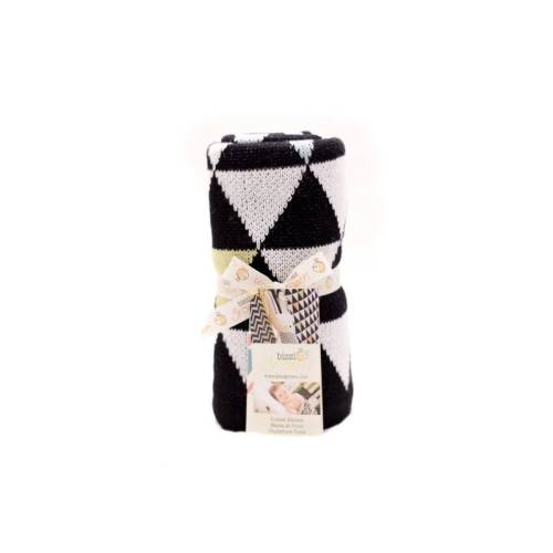 Bizzi Growin - Paturica tricotata din bumbac - Triunghiuri alb si negru