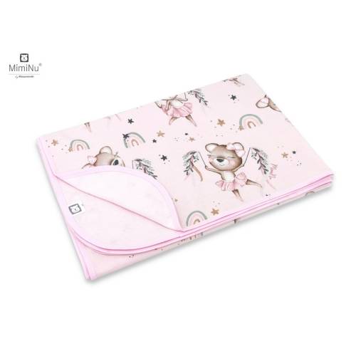 Miminu - paturica moale cu doua fete - dimensiune 75x100 cm - din bumbac certificat oeko tex standard 100 - design - little ballerina pink