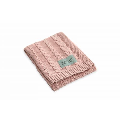 Patura tricotata din bumbac pentru copii - 80 x 100 cm - Tiny Star Powder Pink