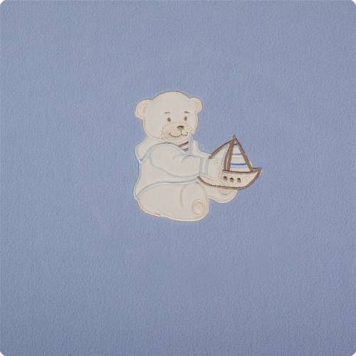 Womar - Paturica bebelusi cu Broderie Polar Fleece 90 x 80 cm - Albastru inchis
