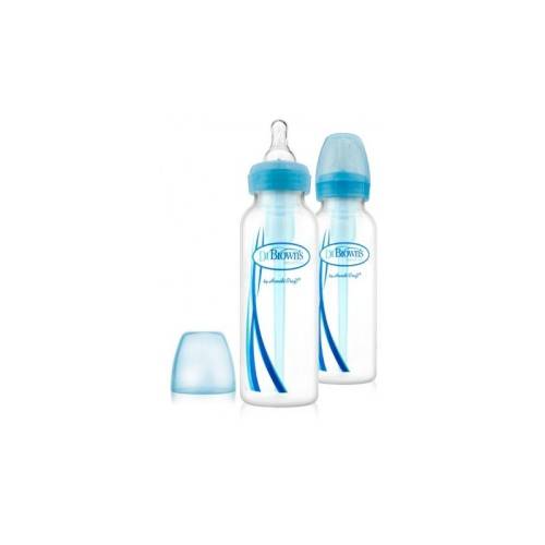 Dr Brown‘s - Pachet biberoane cu gat ingust - polipropilena - 250 ml Options (2 pack) - BPA Free Albastru