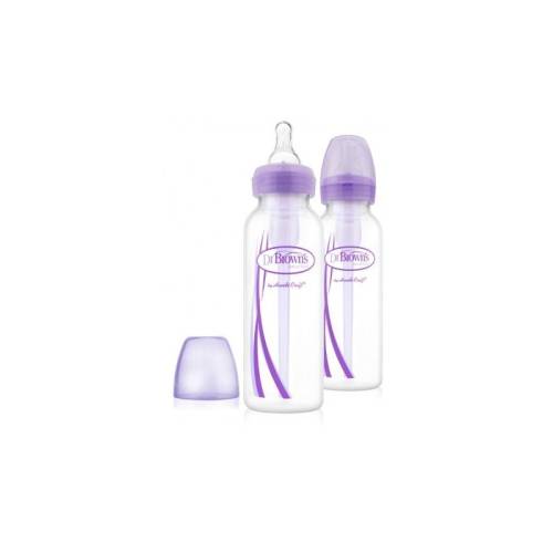 Dr Brown‘s - Pachet biberoane cu gat ingust - polipropilena - 250 ml Options (2 pack) - BPA Free Violet