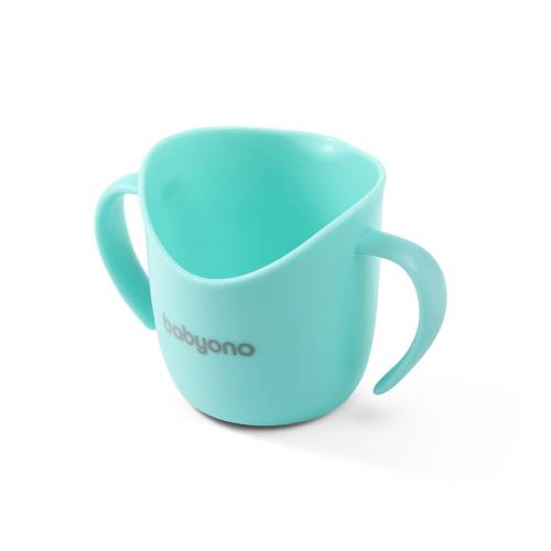 BabyOno - Cana ergonomica - Cu manere - Fara BPA - ftalati si PVC - 120 ml - 6 luni+ - Verde menta