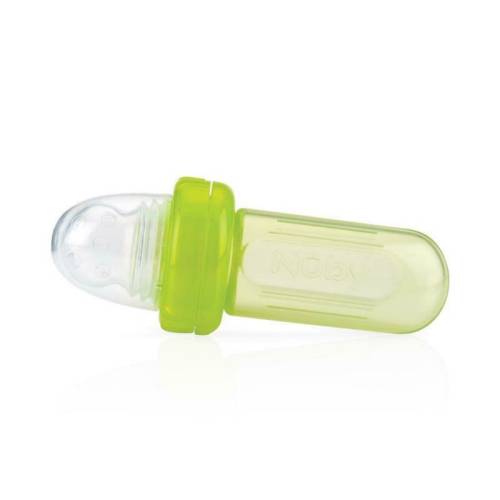 Nuby - Dispozitiv de hranire - Pentru alimente lichide sau semi-solide - Silicon - Fara BPA - 6+ luni - Verde