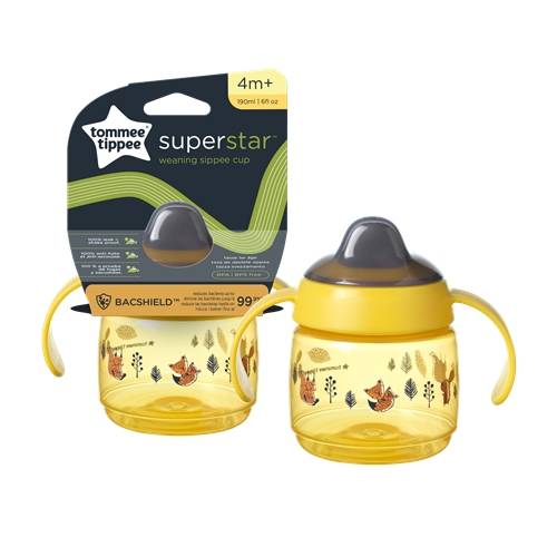 Cana Sippee Tommee Tippee cu Protectie Bacshield si Capac 190 ml 4 luni + Galben