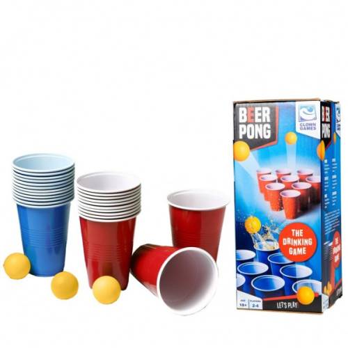 Joc Ping Pong cu bere Clown Games cu 20 pahare si 6 mingi