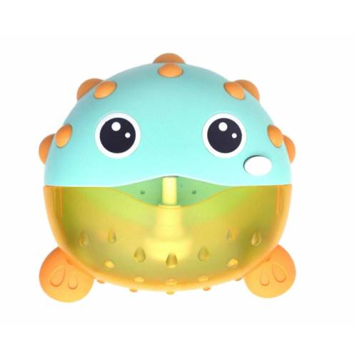 Bocioland - jucarie interactiva de baie - peste cu difuzor pentru baloane de spuma si muzica - fixare cu ventuze - verde - 20x20 cm