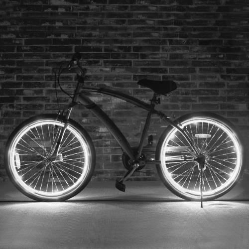Kit fir luminos el wire pentru tuning roti bicicleta - lungime 4 m - invertoare incluse culoare alb