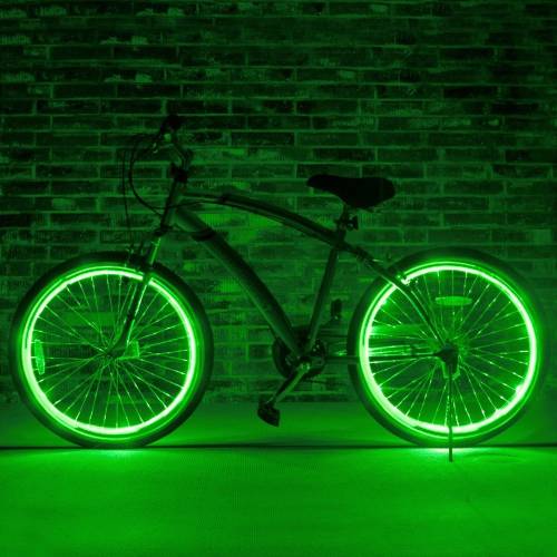 Kit fir luminos el wire pentru tuning roti bicicleta - lungime 4 m - invertoare incluse culoare verde