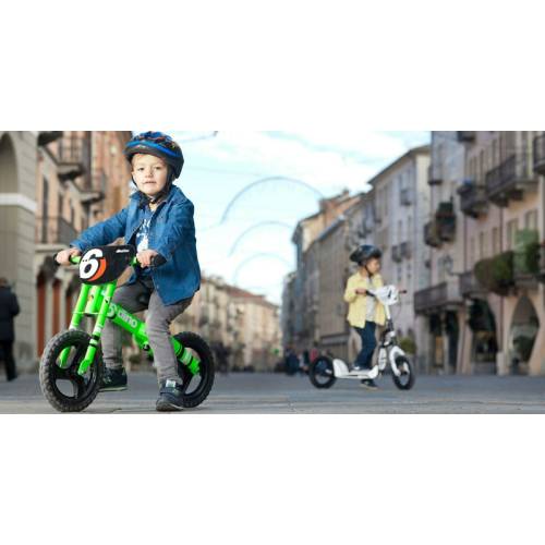 Bicicleta fara pedale Balance bike Runner verde neon Dino Bikes cu roti de 12