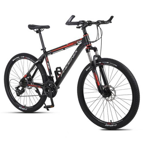 Bicicleta mtb de 26 inch - 21 viteze shimano - jante aluminiu - frane disc - phoenix - negru-rosu