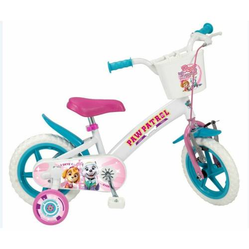 Bicicleta pentru copii - 12 inch - Cu roti ajutatoare si cosulet frontal - Conform cu standardul european de securitate EN71 - Toimsa - Paw Patrol -...
