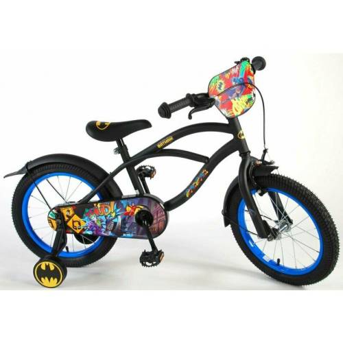 EandL Cycles - Bicicleta cu pedale - Batman - 16 - Cu roti ajutatoare - Multicolor