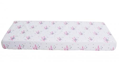 Cearceaf din bumbac cu elastic Sleeping Bear Pink 120x60 cm