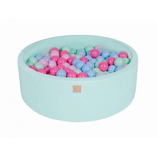 MeowBaby(r) - Piscina cu bile - Cu 200 bile - Mint Babyblue Roz Pastel Roz - 90x30 cm - Verde