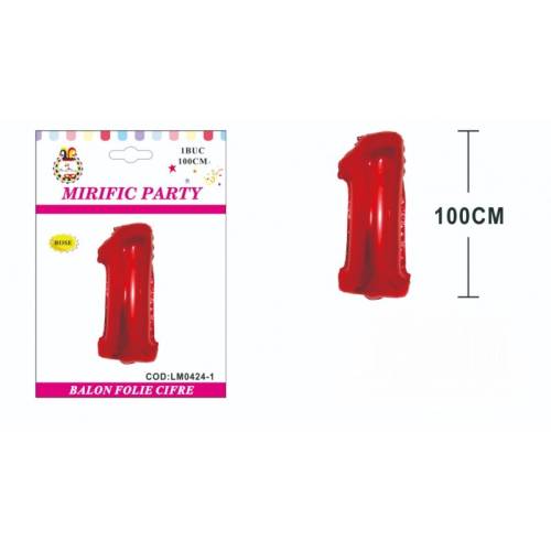Balon din folie metalizata rosie - mirific party - cifra - 1 an - 100 cm