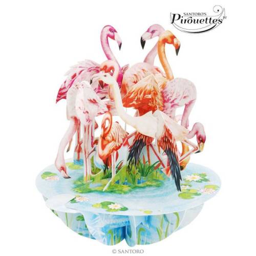 Felicitare 3D Pirouettes Santoro-Flamingo