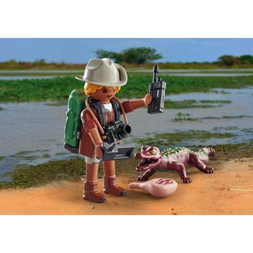 Figurina cercetator cu aligator