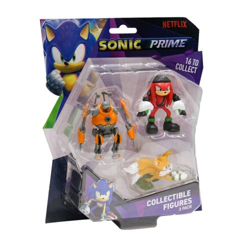 Sonic prime - set 3 figurine - blister - eggforcer & knuckles ny & tails