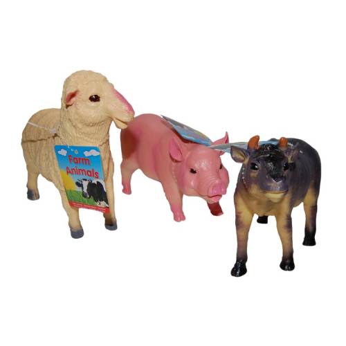 Up int‘l - Set 3 figurine din cauciuc animale domestice - Taur/Oaie/Purcel - 20 - 22 cm