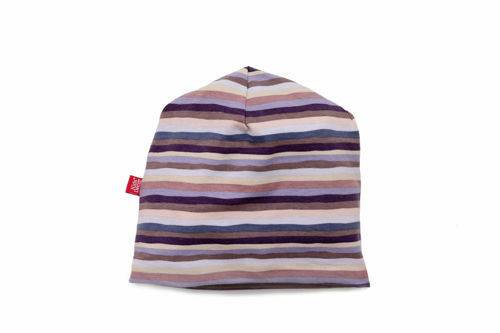 Caciula violet stripes - in strat dublu - din bumbac - 42-46 cm