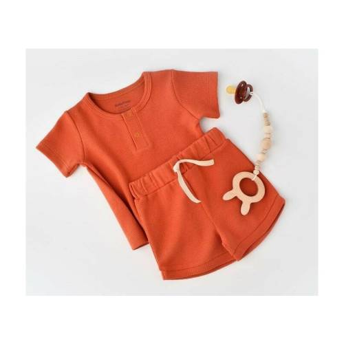 Babycosy - Set tricou cu panataloni scurti - 100% bumbac organic - Scortisoara - Baby Cosy (Marime: 18-24 Luni)