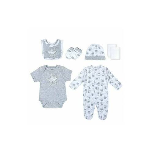 Set cadou hainute pentru bebelusi 7 piese model stelute gri - marimea 3-6 luni