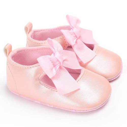 Pantofiori cu fundita (culoare: roz - marime: 12-18 luni)