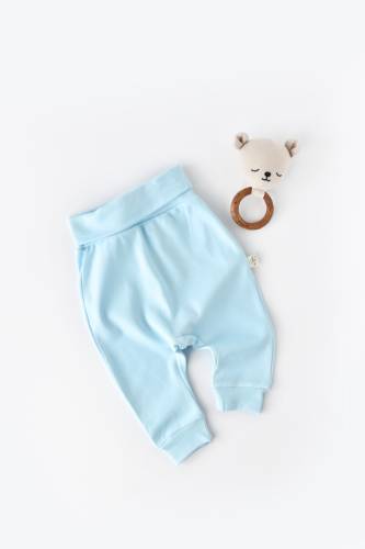 Pantaloni bebe unisex din bumbac organic bleu (marime: 9-12 luni)