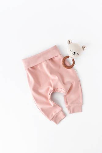 Pantaloni bebe unisex din bumbac organic roz pudra (marime: 18-24 luni)