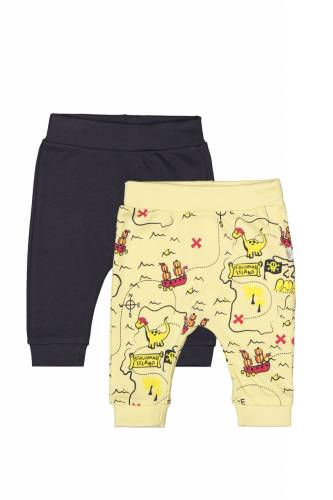 Set de 2 perechi de pantaloni dino pentru bebelusi - tongs baby (culoare: galben - marime: 9-12 luni)