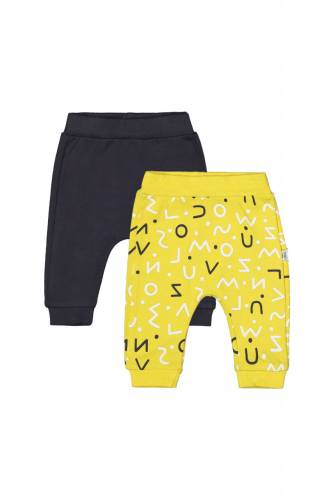 Set de 2 perechi de pantaloni litere pentru bebelusi - tongs baby (culoare: galben - marime: 3-6 luni)