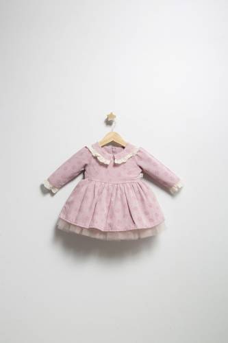 Rochita eleganta pentru fetite elbise - tongs baby - cu tulle si volane (culoare: roz - marime: 24-36 luni)