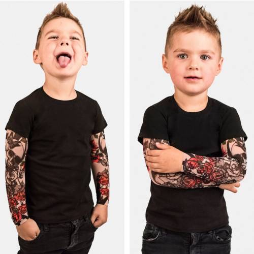 Tricou copii negru cu tatuaj (marime: 90 - model: model b)