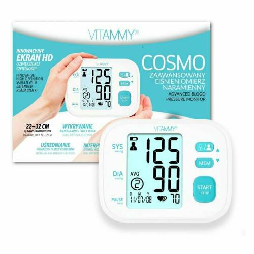 Vitammy - Tensiometru electronic de brat Cosmo - detectare aritmie - memorare 2 utilizatori - manseta