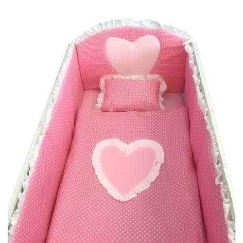 Lenjerie de pat bebelusi te iubesc puisor 120x60 cm roz cu alb