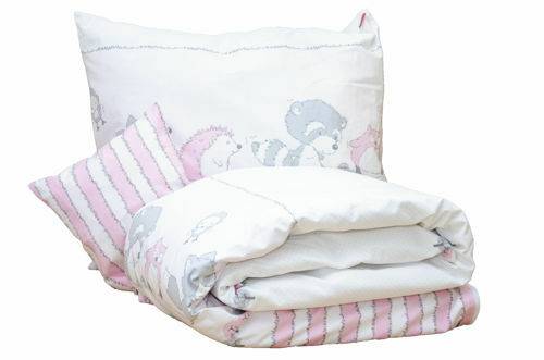 Lenjerie pat copii odette pink - kidsdecor - din bumbac - 100x150 cm