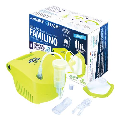 Aparat aerosoli Novama Familino by Flaem - nebulizator cu compresor - 2 moduri de nebulizare -