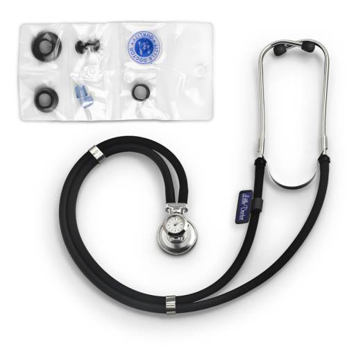 Stetoscop Little Doctor LD SteTime cu ceas - 2 tuburi - lungime tub 56cm - Negru/Inox