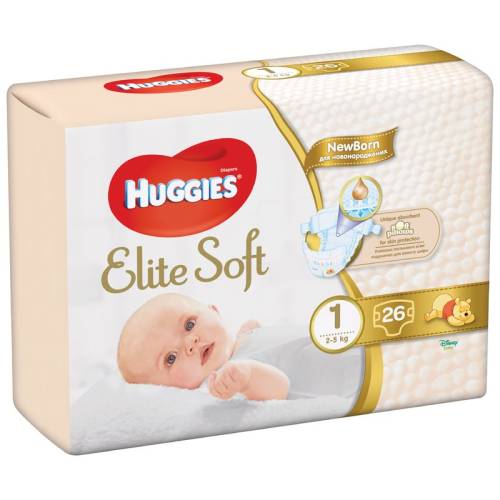 Huggies - Elite Soft (nr 1) Convi 26 buc - 3-5 kg