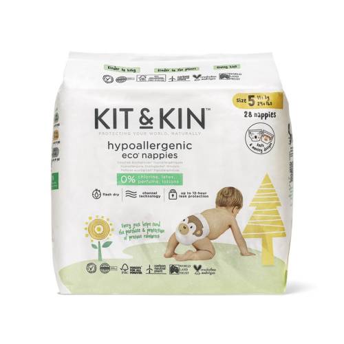 Kit and kin - Scutece Hipoalergenice Eco Kit&Kin - Marimea 5 - 11 kg+ - 30 buc