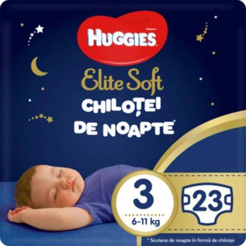 Scutece Huggies Chilotel de nopate Elite Soft Overnight Pants - nr 3 - 6-11 kg - 23 buc
