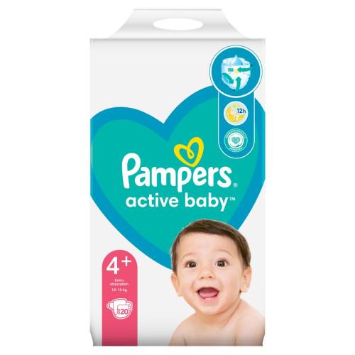 Scutece Pampers 4+ Act Baby - 10-15 kg - 120 buc