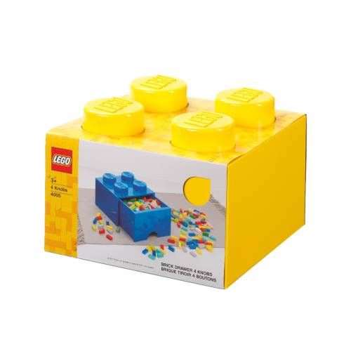 Cutie depozitare Lego - cu 4 pini - Galben