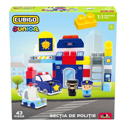Set de constructie - Cubigo Junior - Sectia de politie - 43 piese