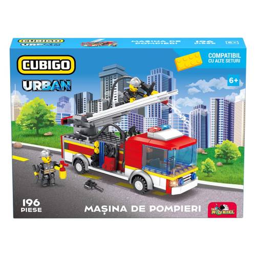 Set de constructie - Cubigo Urban - Masina de pompieri - 196 piese