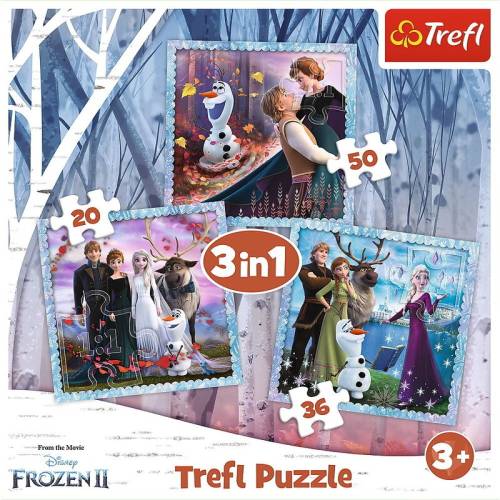 Trefl - Puzzle personaje Frozen 2 Regatul de Gheata - Puzzle Copii - 3 in 1 - piese 103