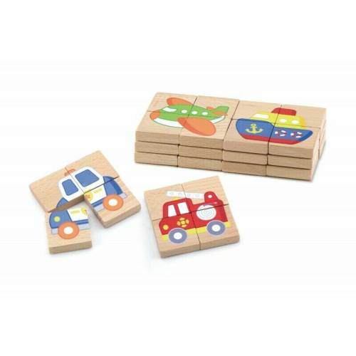 Viga - Puzzle din lemn Blocuri cu imagini mijloace de transport - Puzzle Copii - Magnetice - piese 32