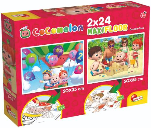 Puzzle de podea 2 in 1 Cocomelon Lisciani - Fi bun cu toti - Maxi - 2 x 24 piese