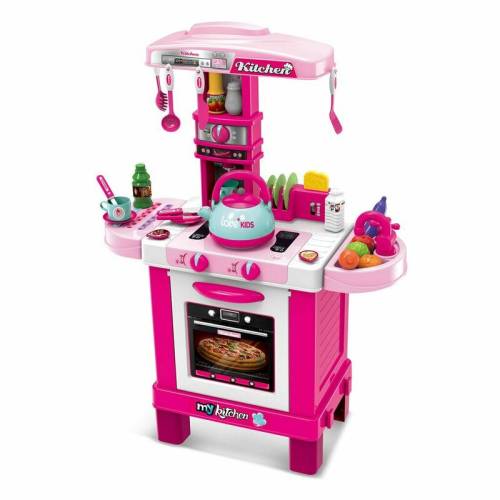 Bucatarie copii cu multiple accesorii - lumini si sunet - Baby Mix - Little Chef Pink